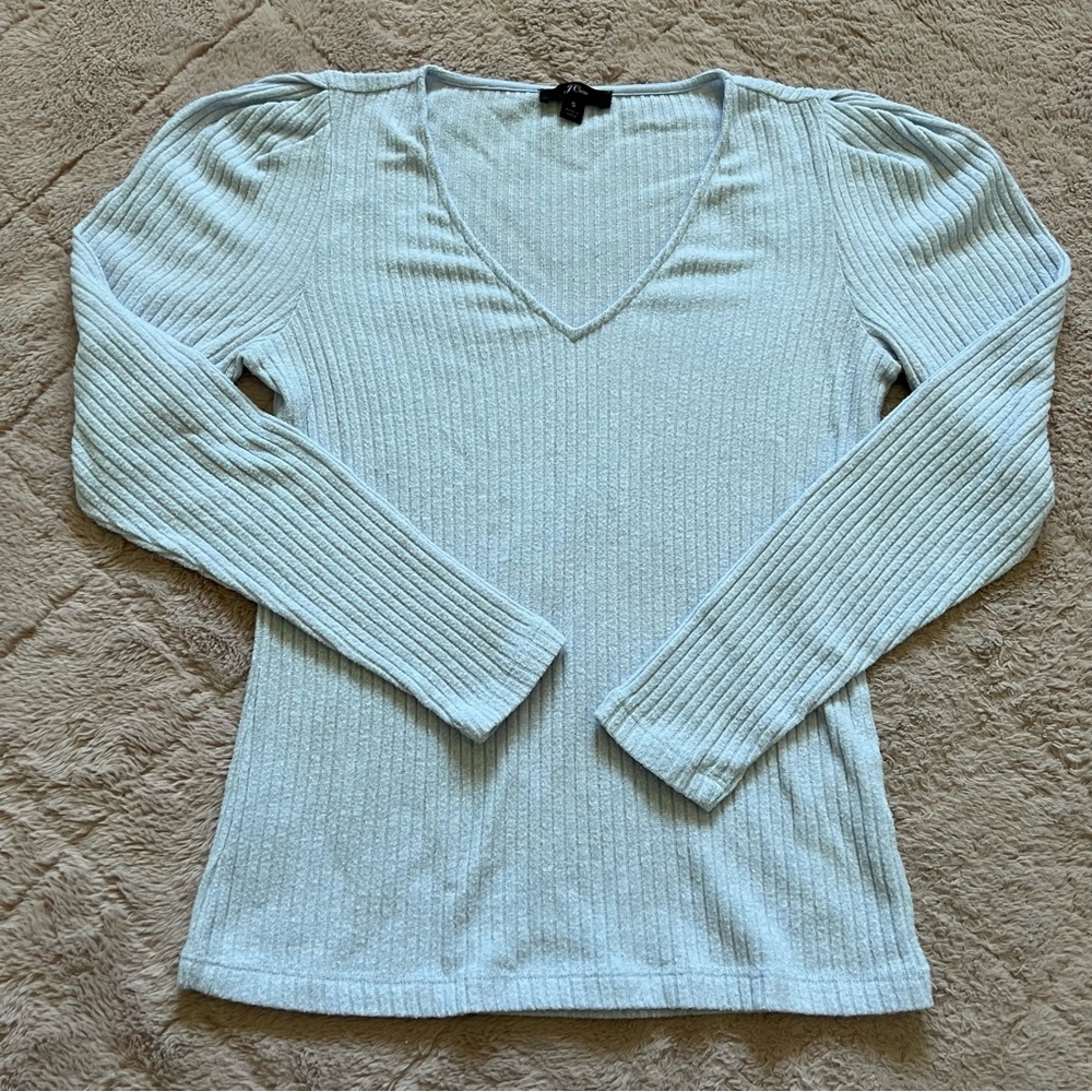 J. Crew Padded Shoulder Long Sleeve Top Preppy Minimalist Old Money Capsule Sz S